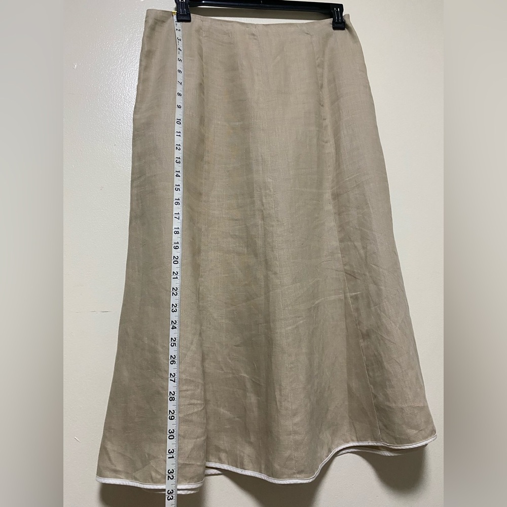 Talbots Beige Midi Linen Skirt Women Size 12 - Picture 9 of 12